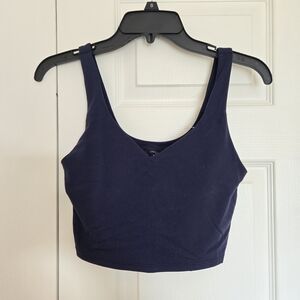 Aerie Navy V-Neck Longline Sports Bra